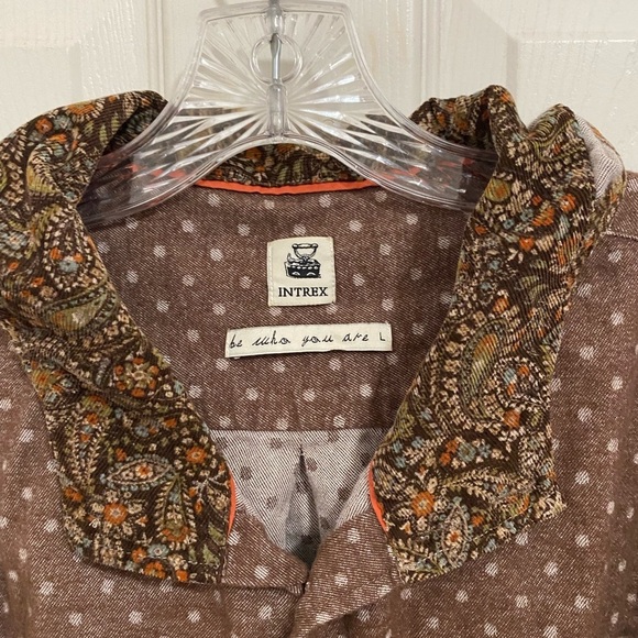 INTREX Be Who you are hooded flannel. Brown w/Polka Dots Size Large - Picture 4 of 7